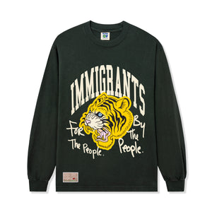 KIDS OF IMMIGRANTS IMMIGRANTS TIGER LONG SLEEVE TEE IN IVY GREEN FRONT