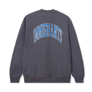 Kids Of Immigrants immigrants cardigan with embroidered immigrants in blue