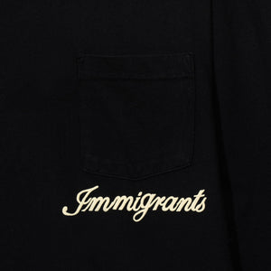 front pocket with immigrants print below