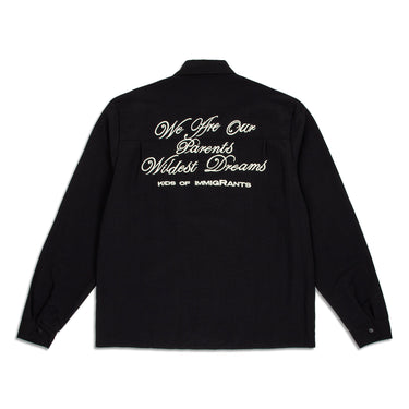 Kids Of Immigrants Script Nylon SHirt 2.0 back