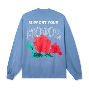 Kids Of Immigrants long sleeve tee with support your friends print with floral graphic design