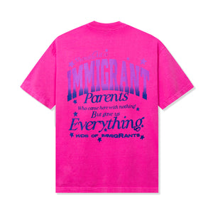 Kids Of Immigrants tee with the print reading shout out to immigrants parents who came here with nothing but gave us everything
