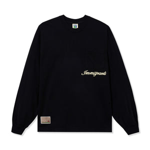 Kids Of Immigrants long sleeve tee in black with immigrant print