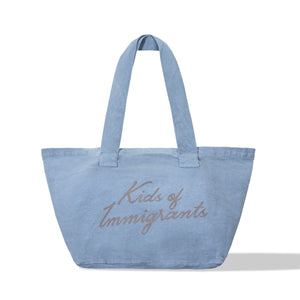 SUPPORT YOUR FRIENDS TOTE BLUE DENIM BACK