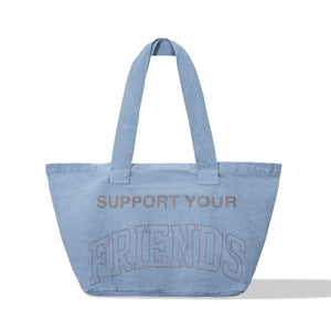 SUPPORT YOUR FRIENDS TOTE BLUE DENIM FRONT