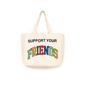 SUPPORT YOUR FRIENDS TOTE BAG - NATURAL MULTI